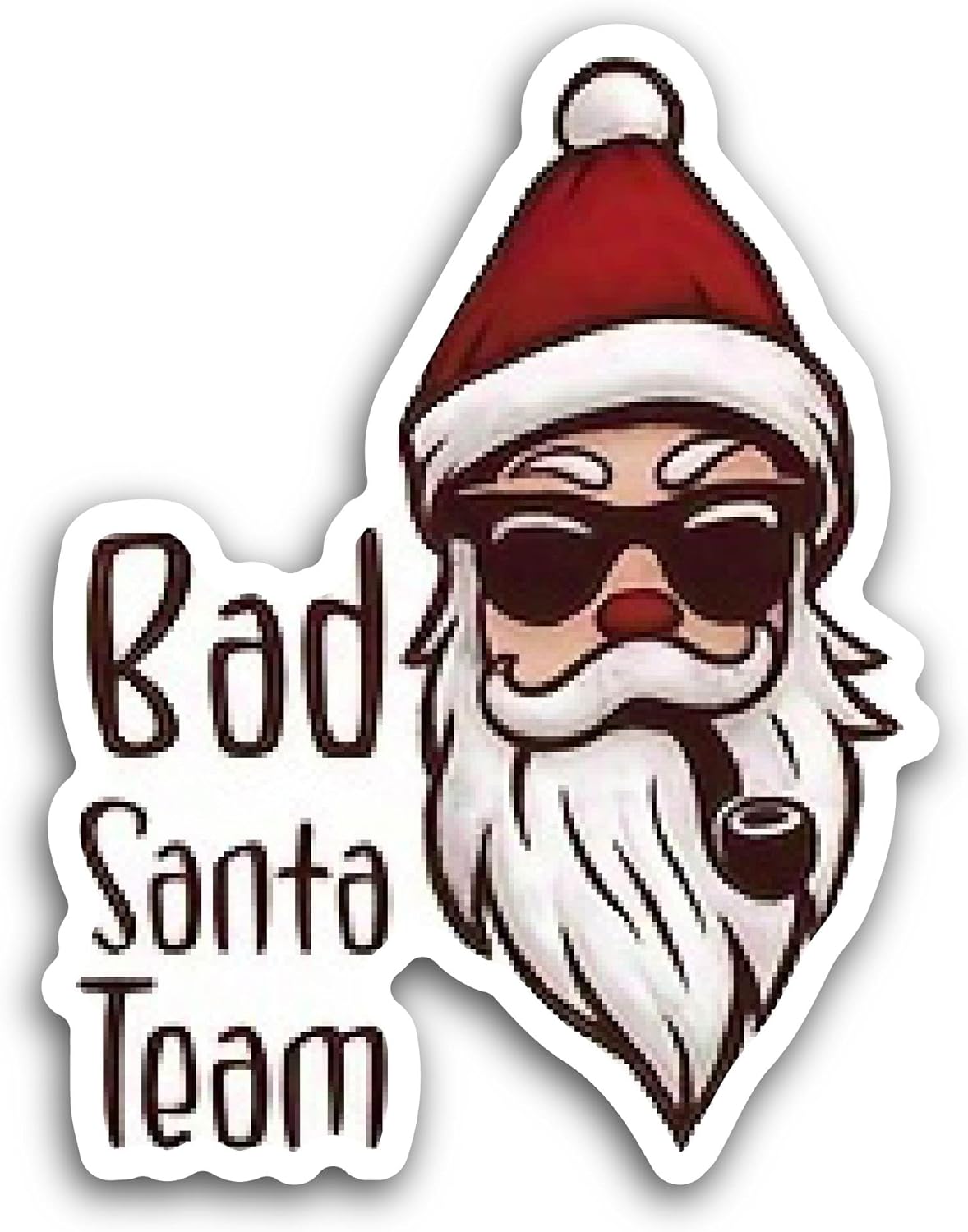 2 (Pieces) 3" and 5" Bad Santa Sticker, Waterproof Vinyl Decals for Many Purpose Like Cars, Trucks, Laptops, Phones, Windows and More