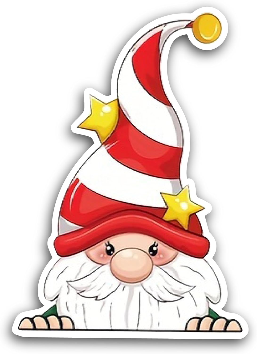 2 (Pieces) 3" and 5" Christmas Gnome Sticker, Waterproof Vinyl Decals for Many Purpose Like Cars, Trucks, Laptops, Phones, Windows and More