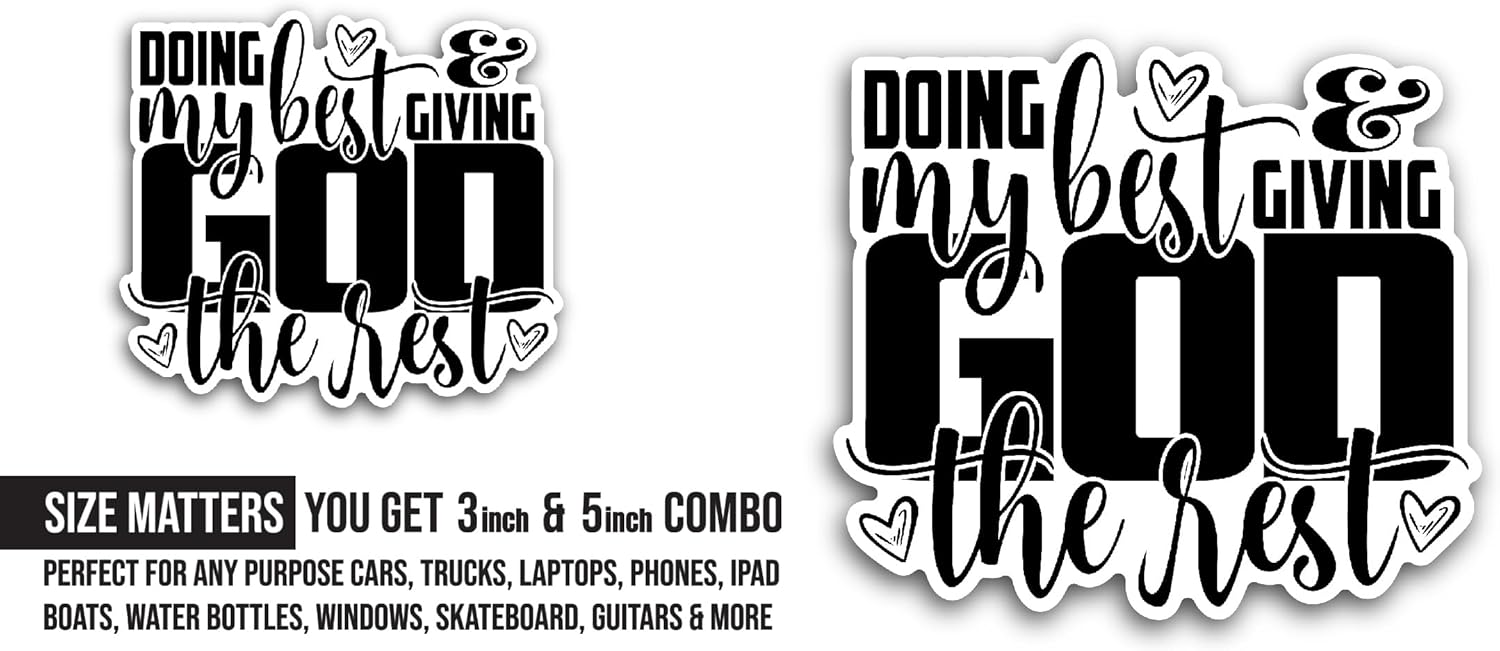2 (Pieces) 3" and 5" Doing My Best Sticker, Waterproof Vinyl Decals for Many Purpose Like Cars, Trucks, Laptops, Phones, Windows and More