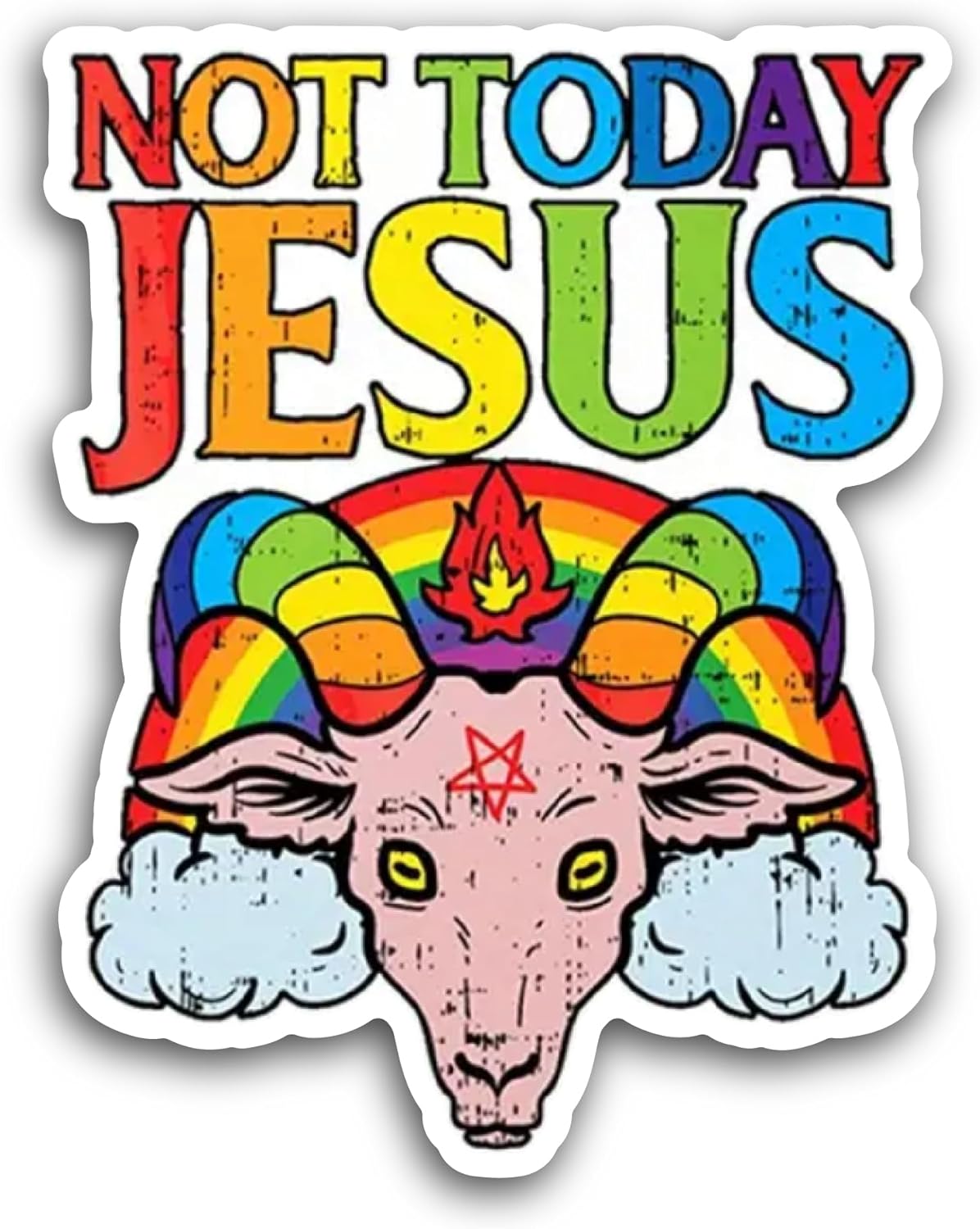 2 (Pieces) 3" and 5" Not Today Jesus Sticker, Waterproof Vinyl Decals for Many Purpose Like Cars, Trucks, Laptops, Phones, Windows and More