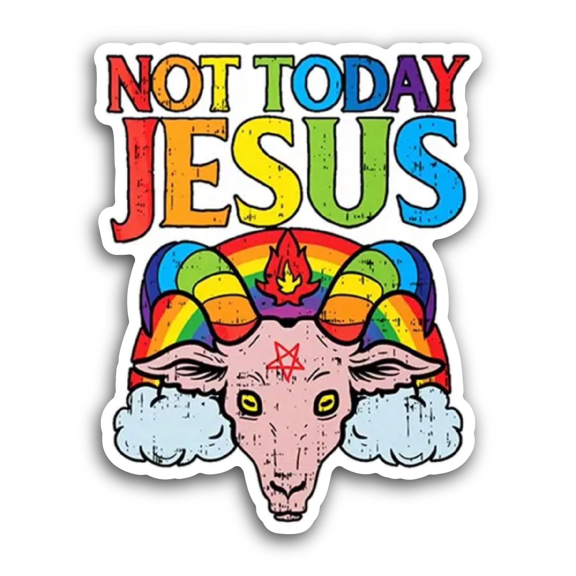 2 (Pieces) 3" and 5" Not Today Jesus Sticker, Waterproof Vinyl Decals for Many Purpose Like Cars, Tr