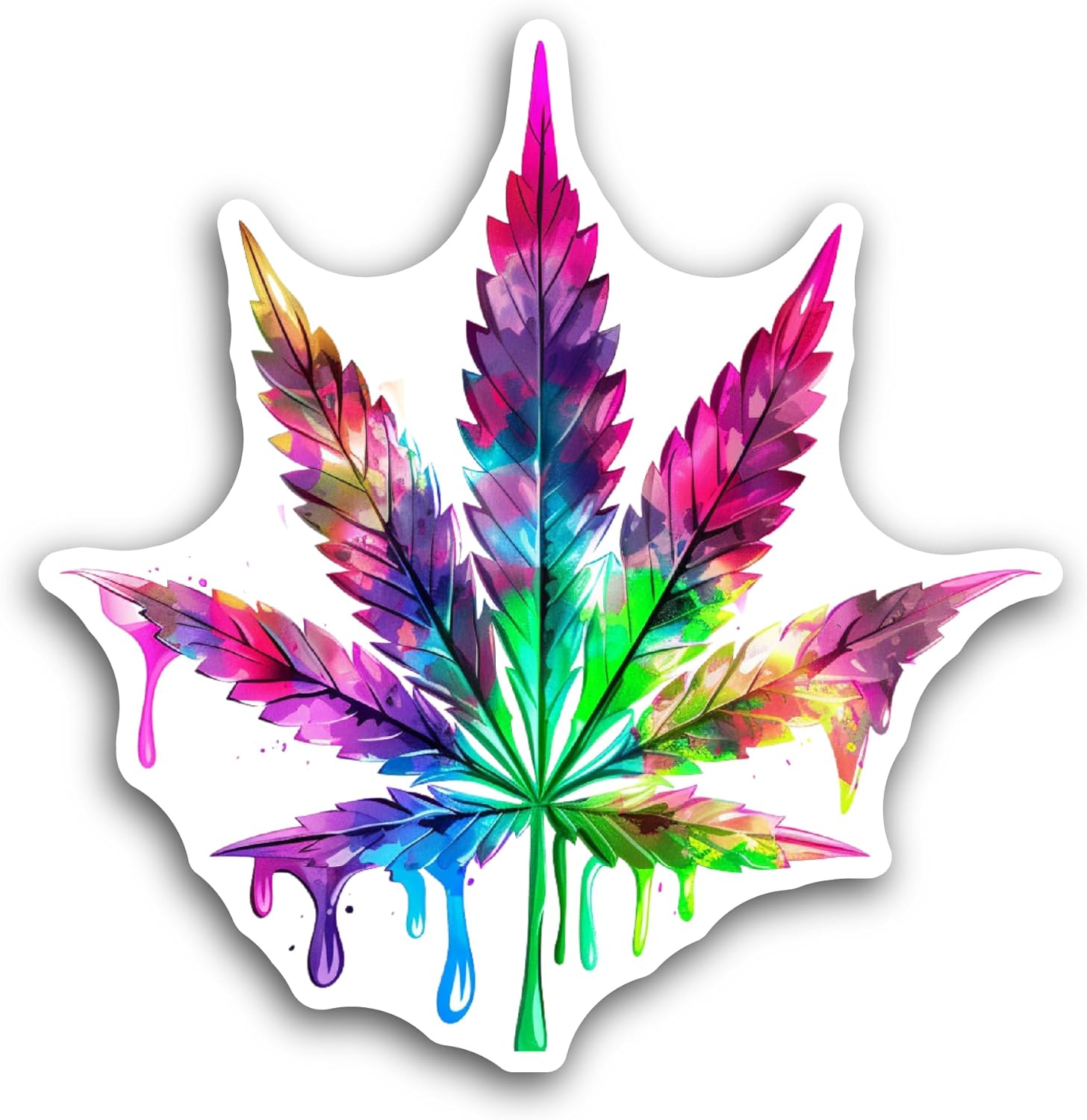 2 (Pieces) 3" and 5" Cannabis Leaf Sticker, Waterproof Vinyl Decals for Many Purpose Like Cars, Trucks, Laptops, Phones, Windows and More