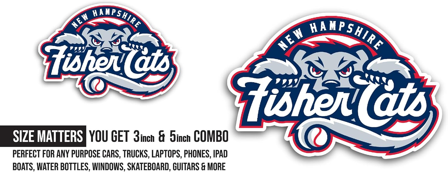 2 (Pieces) 3" and 5" N3w Hampshire Fisher Cats Decal Sticker, Waterproof Vinyl Decals for Many Purpose Like Cars, Trucks, Laptops, Phones, Windows and More
