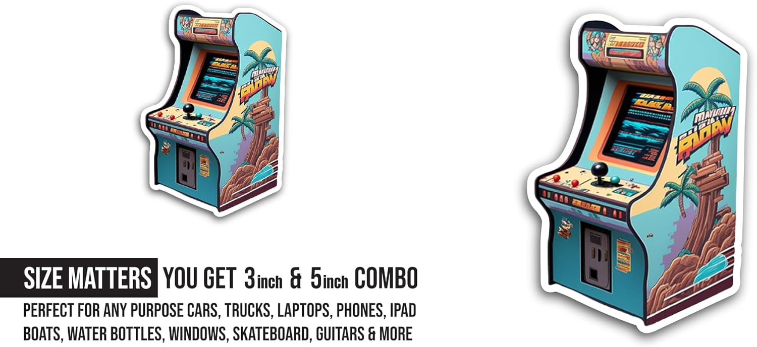 2 (Pieces) 3" and 5" Video Games Fighting Machine Sticker, Waterproof Vinyl Decals for Many Purpose Like Cars, Trucks, Laptops, Phones, Windows and More