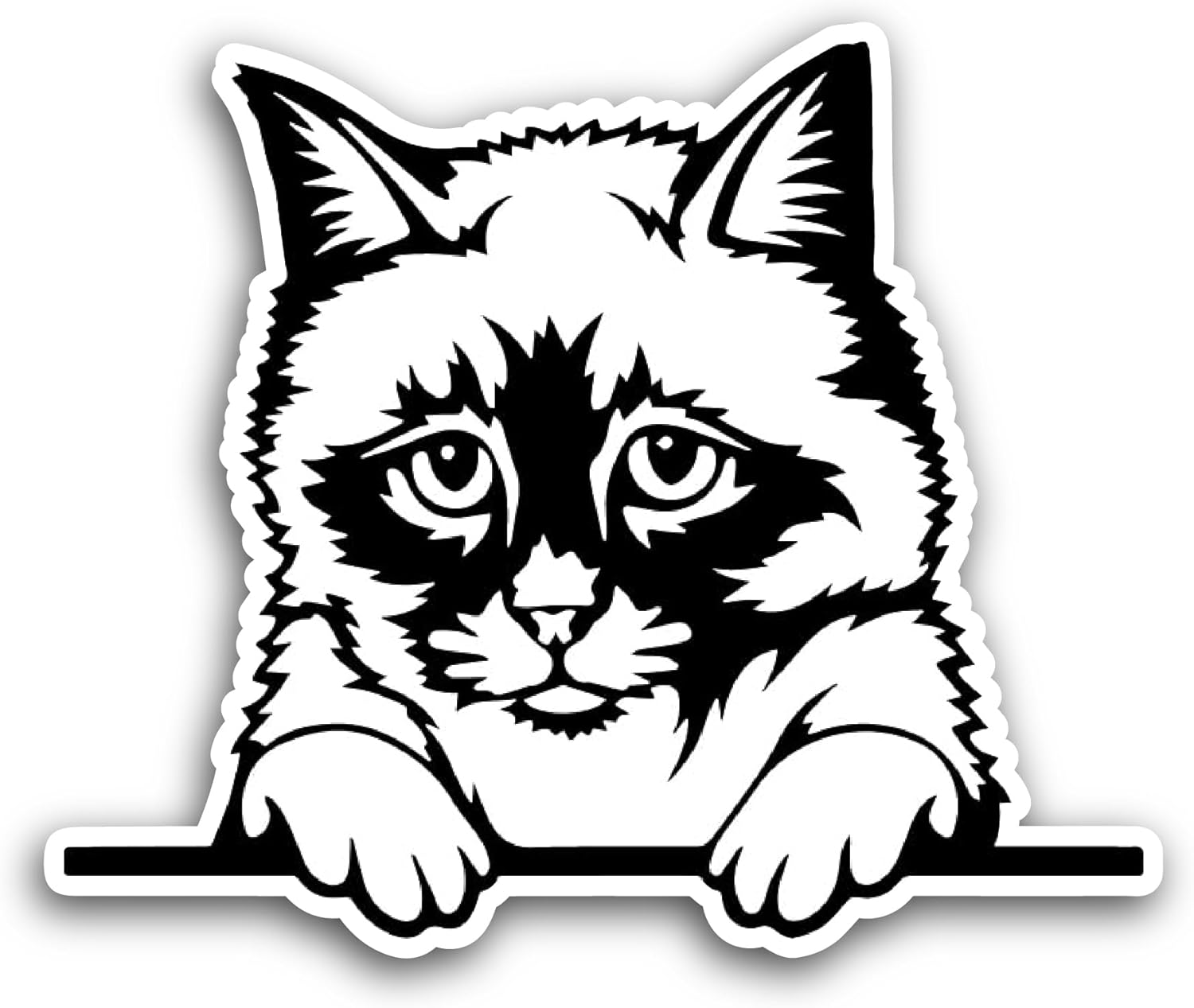 2 (Pieces) 3" and 5" Cute Cat Sticker, Waterproof Vinyl Decals for Many Purpose Like Cars, Trucks, Laptops, Phones, Windows and More