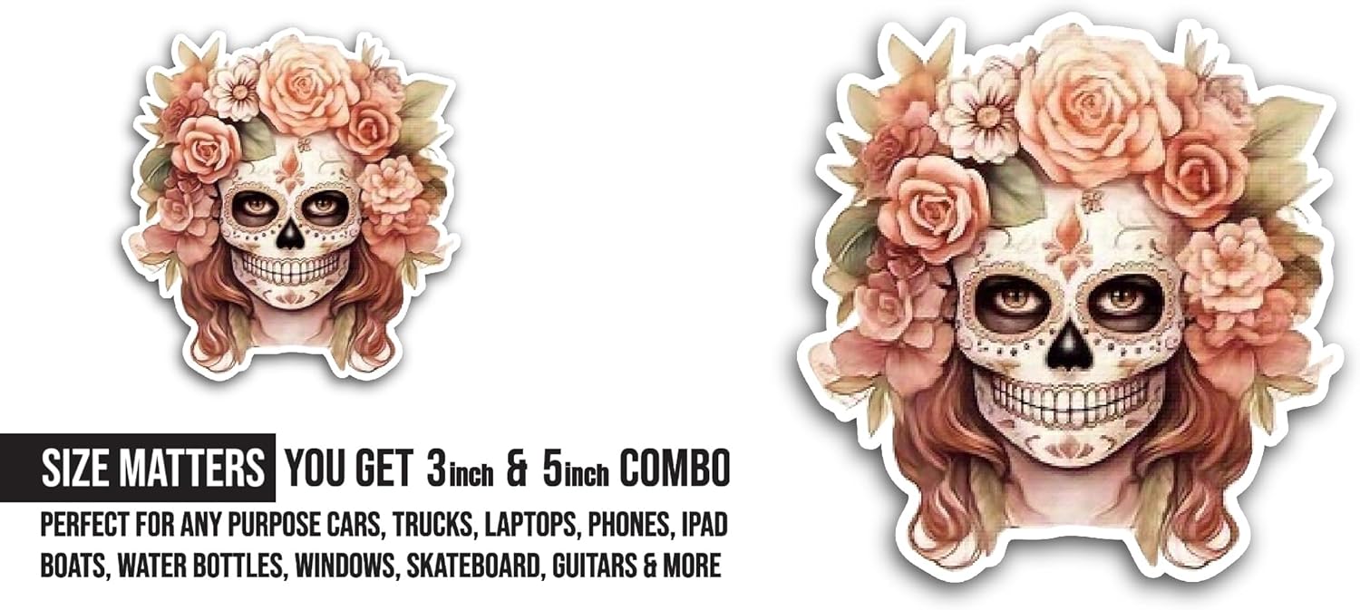 2 (Pieces) 3" and 5" Skullgirl Sticker, Waterproof Vinyl Decals for Many Purpose Like Cars, Trucks, Laptops, Phones, Windows and More