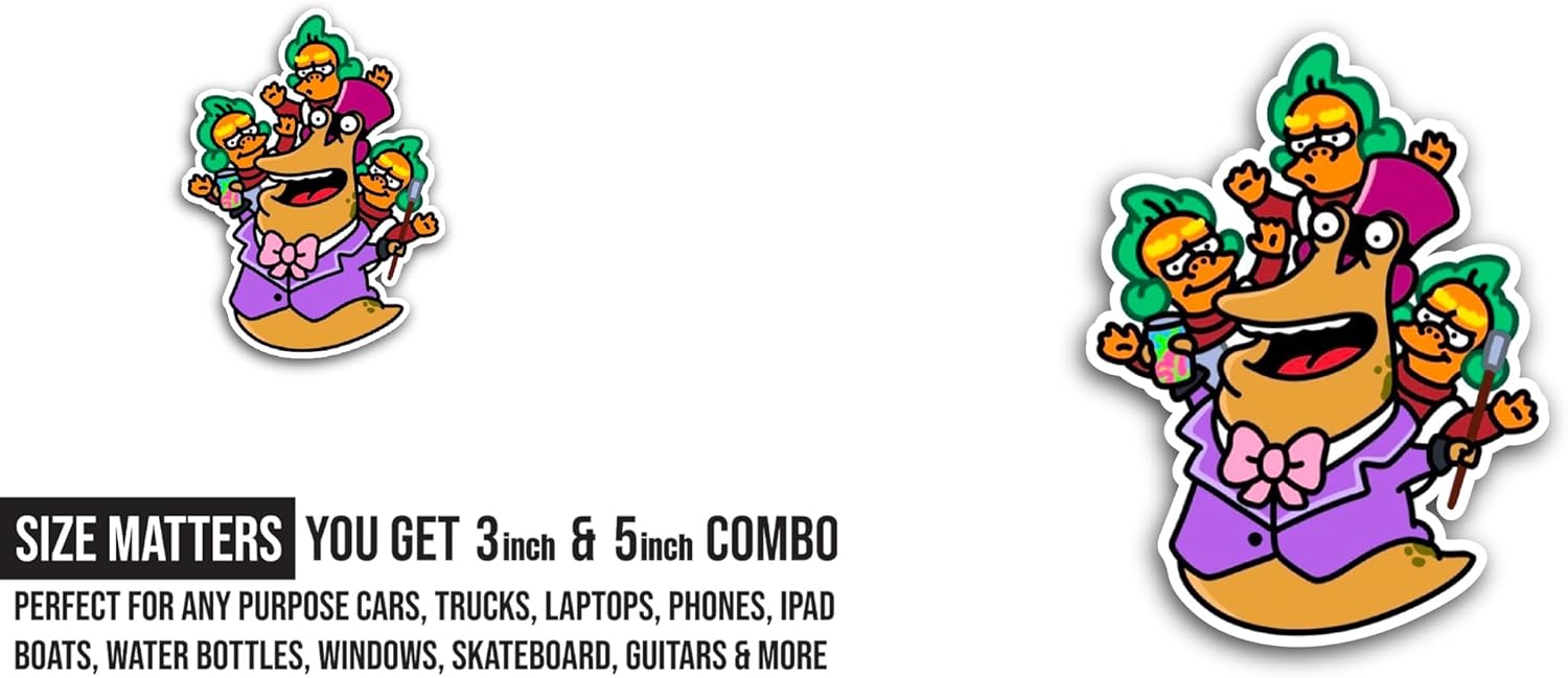 2 (Pieces) 3" and 5" Cartoon Slurms Sticker, Waterproof Vinyl Decals for Many Purpose Like Cars, Trucks, Laptops, Phones, Windows and More