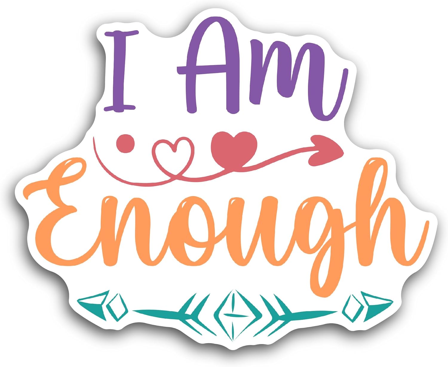 2 (Pieces) 3" and 5" I Am Enough Sticker, Waterproof Vinyl Decals for Many Purpose Like Cars, Trucks, Laptops, Phones, Windows and More