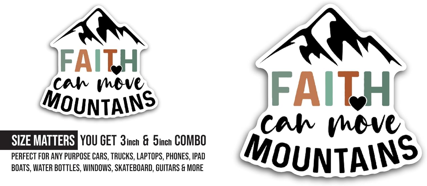 2 (Pieces) 3" and 5" Faith Can Text Sticker, Waterproof Vinyl Decals for Many Purpose Like Cars, Trucks, Laptops, Phones, Windows and More