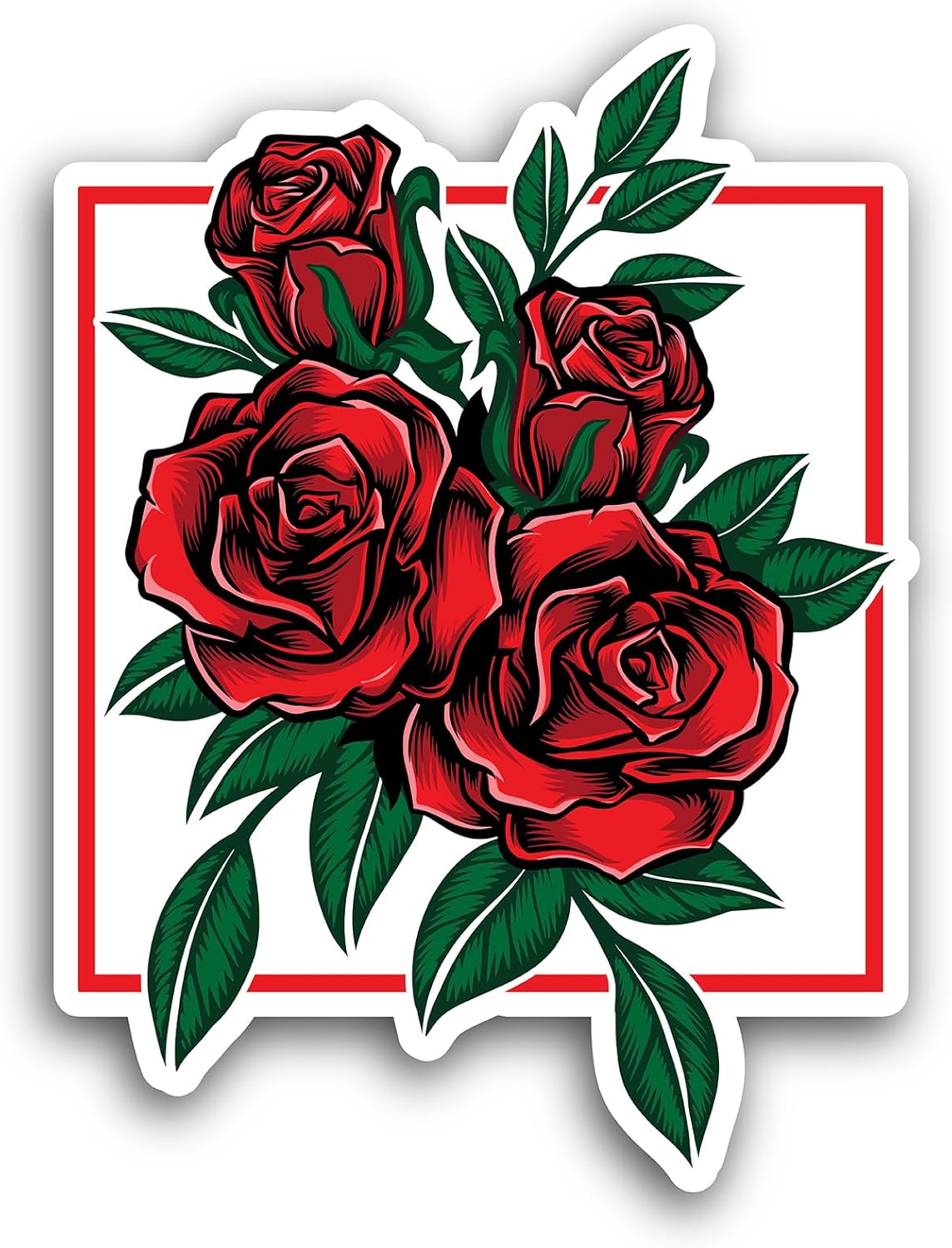 2 (Pieces) 3" and 5" Bunch of Red Roses Sticker, Waterproof Vinyl Decals for Many Purpose Like Cars, Trucks, Laptops, Phones, Windows and More