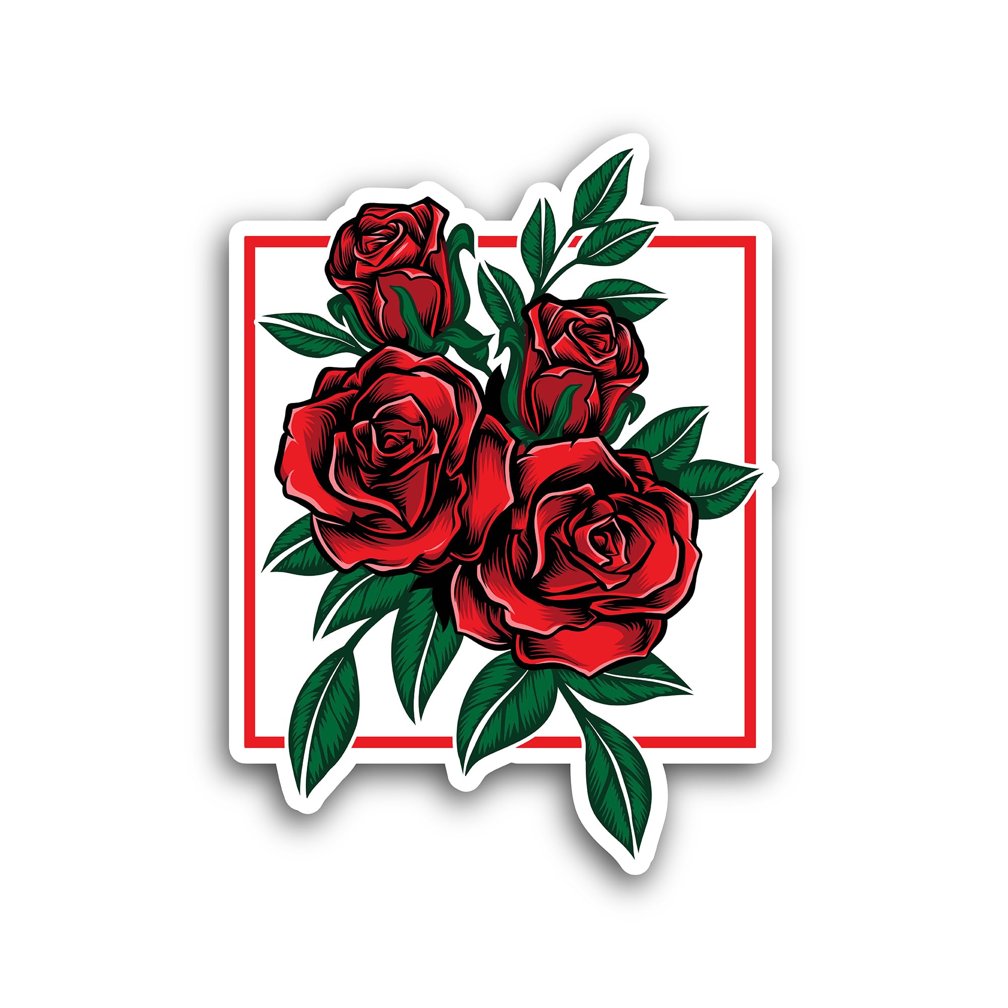 2 (Pieces) 3" and 5" Bunch of Red Roses Sticker, Waterproof Vinyl Decals for Many Purpose Like Cars,