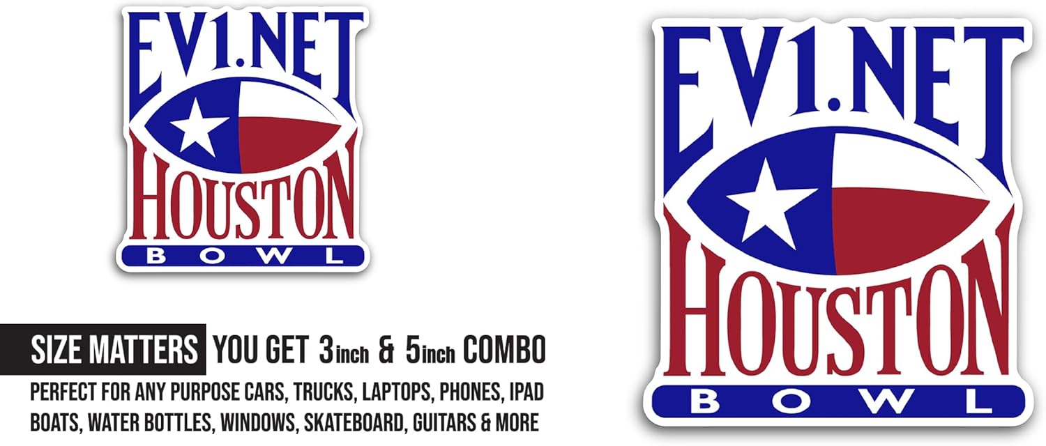 2 (Pieces) 3" and 5" Houston B0wl Logo Sticker, Waterproof Vinyl Decals for Many Purpose Like Cars, Trucks, Laptops, Phones, Windows and More