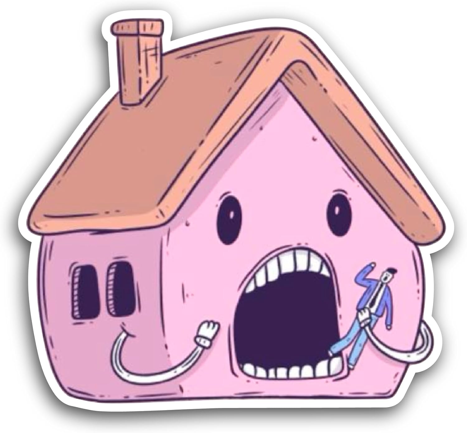 2 (Pieces) 3" and 5" Cartoon House Sticker, Waterproof Vinyl Decals for Many Purpose Like Cars, Trucks, Laptops, Phones, Windows and More