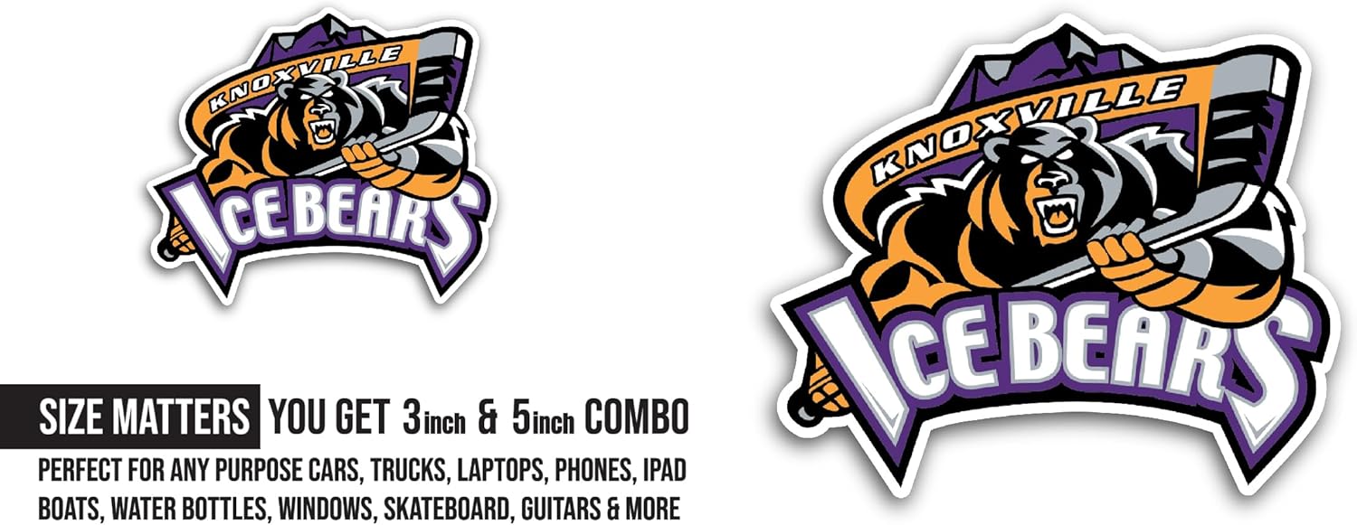 2 (Pieces) 3" and 5" Kn0xville Ice Bears Sticker, Waterproof Vinyl Decals for Many Purpose Like Cars, Trucks, Laptops, Phones, Windows and More