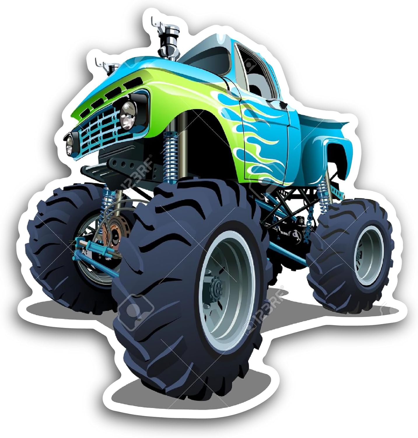 2 (Pieces) 3" and 5" Big Monster Truck Car Sticker, Waterproof Vinyl Decals for Many Purpose Like Cars, Trucks, Laptops, Phones, Windows and More