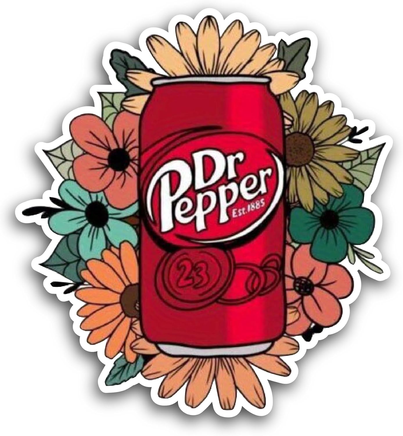 2 (Pieces) 3" and 5" Dr Pepper Sticker, Waterproof Vinyl Decals for Many Purpose Like Cars, Trucks, Laptops, Phones, Windows and More