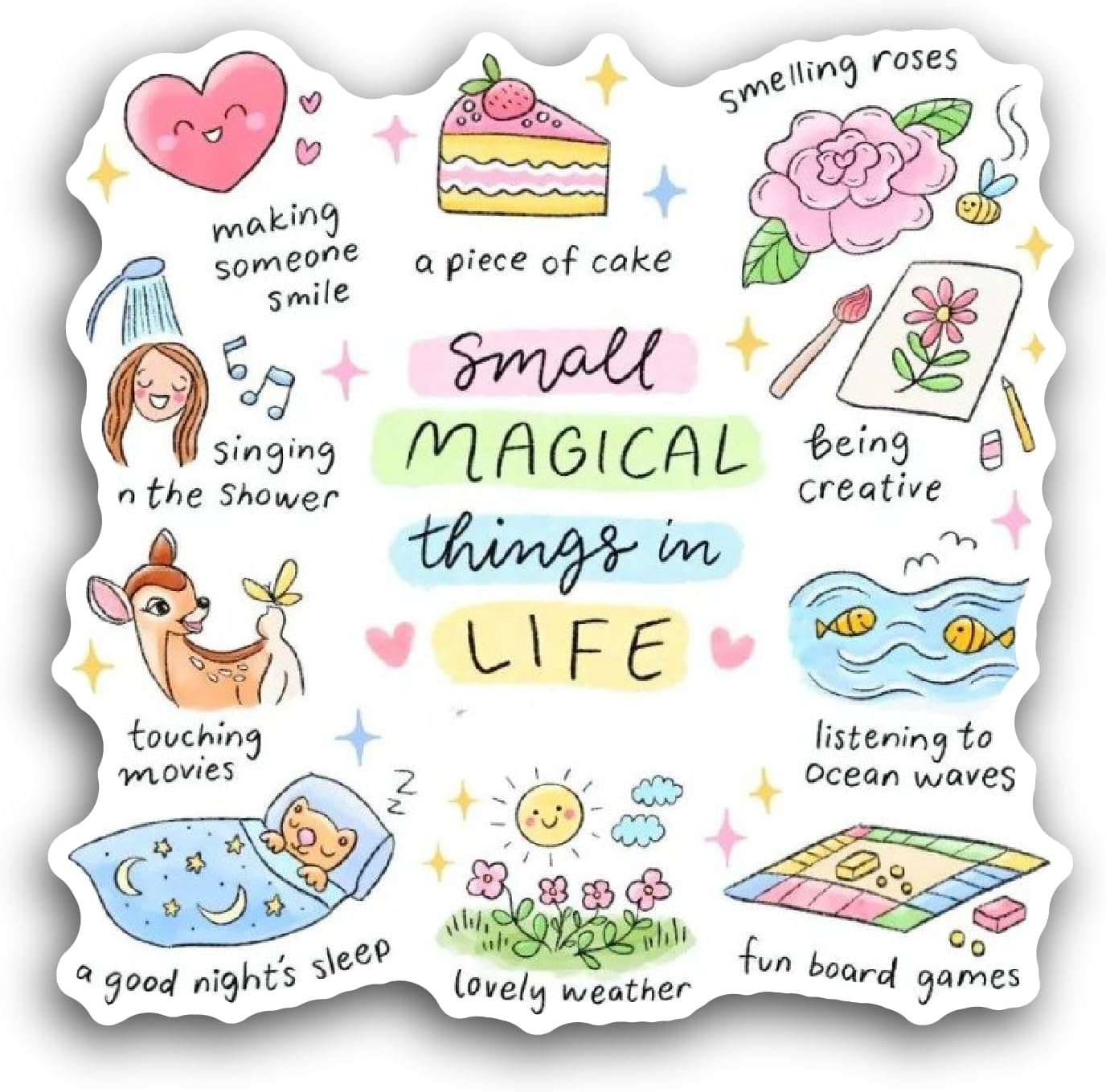 2 (Pieces) 3" and 5" Motivational Texts with Clip Arts Sticker, Waterproof Vinyl Decals for Many Purpose Like Cars, Trucks, Laptops, Phones, Windows and More