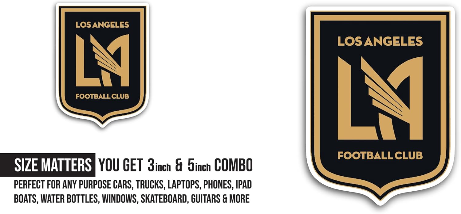 2 (Pieces) 3" and 5" L0s Angeles F00tball Club Sticker, Waterproof Vinyl Decals for Many Purpose Like Cars, Trucks, Laptops, Phones, Windows and More