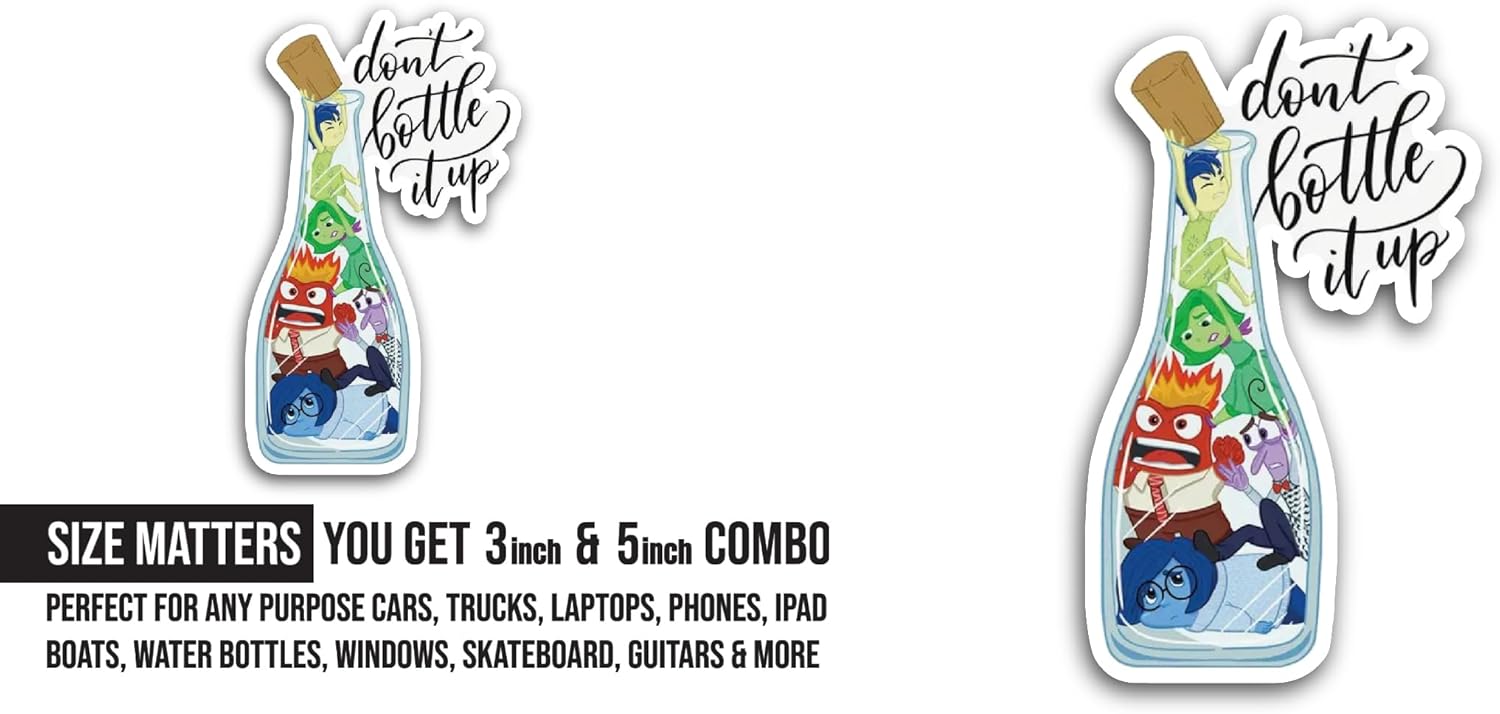 2 (Pieces) 3" and 5" Don't Bottle It Up Sticker, Waterproof Vinyl Decals for Many Purpose Like Cars, Trucks, Laptops, Phones, Windows and More