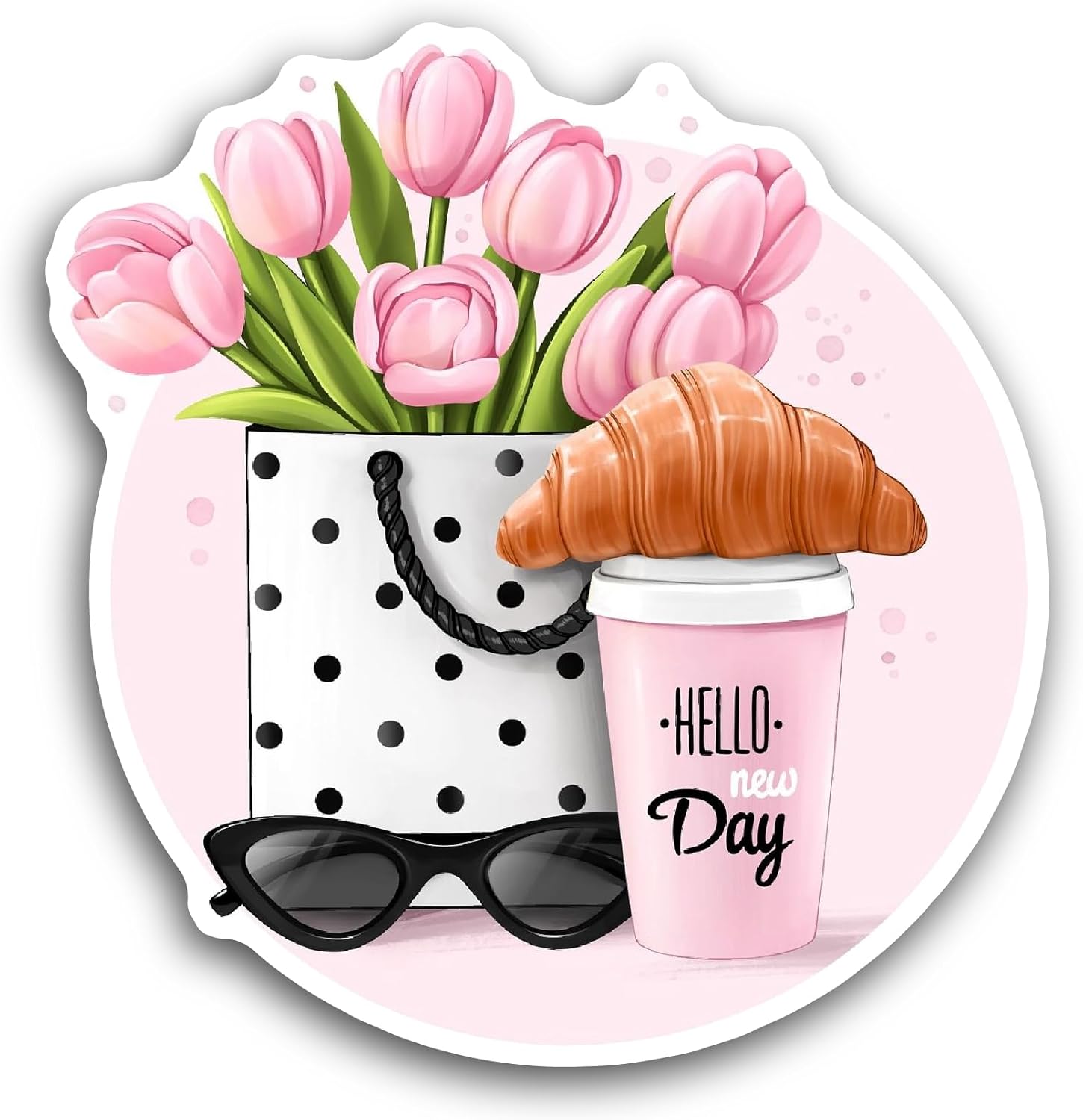 2 (Pieces) 3" and 5" Hello Day Sticker, Waterproof Vinyl Decals for Many Purpose Like Cars, Trucks, Laptops, Phones, Windows and More