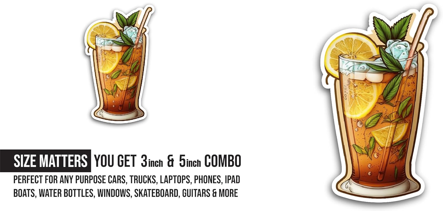 2 (Pieces) 3" and 5" Orange Juice Sticker, Waterproof Vinyl Decals for Many Purpose Like Cars, Trucks, Laptops, Phones, Windows and More