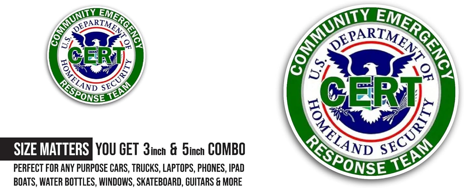 2 (Pieces) 3" and 5" Community Emergency Sticker, Waterproof Vinyl Decals for Many Purpose Like Cars, Trucks, Laptops, Phones, Windows and More