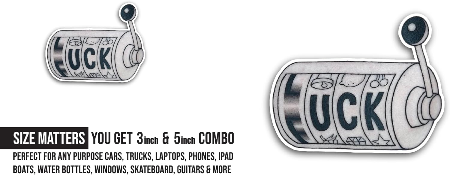 2 (Pieces) 3" and 5" Luck Slot Sticker, Waterproof Vinyl Decals for Many Purpose Like Cars, Trucks, Laptops, Phones, Windows and More