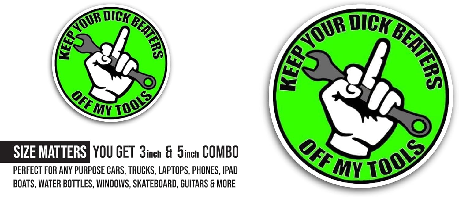 2 (Pieces) 3" and 5" Off My Tools Text Sticker, Waterproof Vinyl Decals for Many Purpose Like Cars, Trucks, Laptops, Phones, Windows and More
