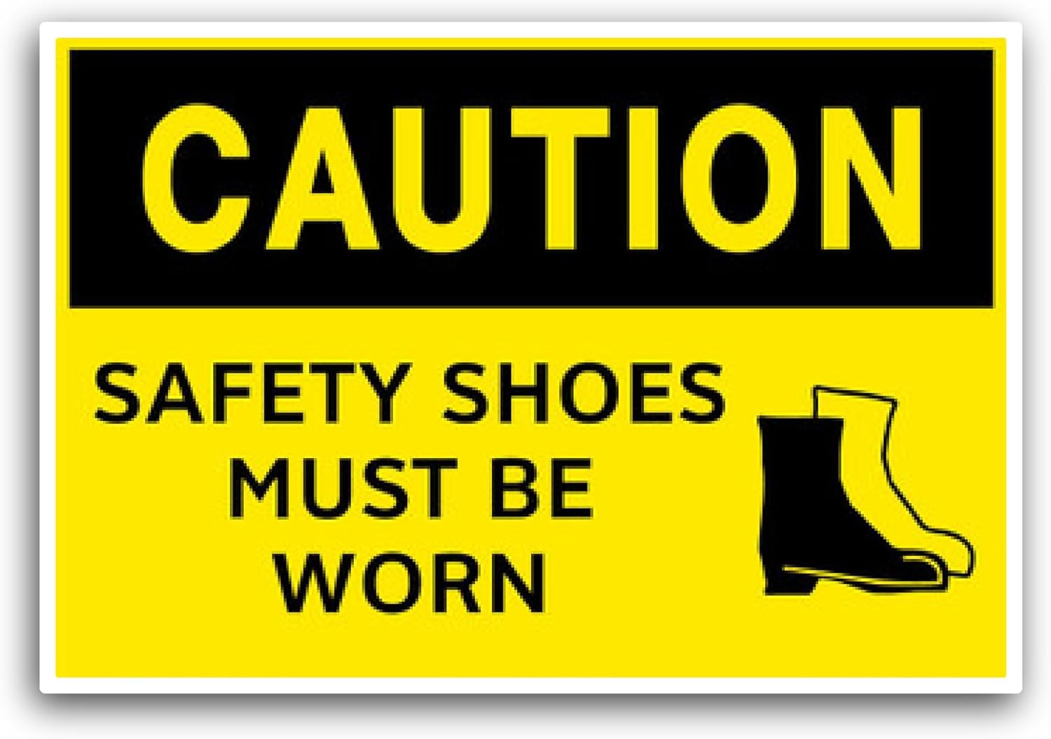 2 (Pieces) 3" and 5" Caution Safety Shoes Sign Sticker, Waterproof Vinyl Decals for Many Purpose Like Cars, Trucks, Laptops, Phones, Windows and More