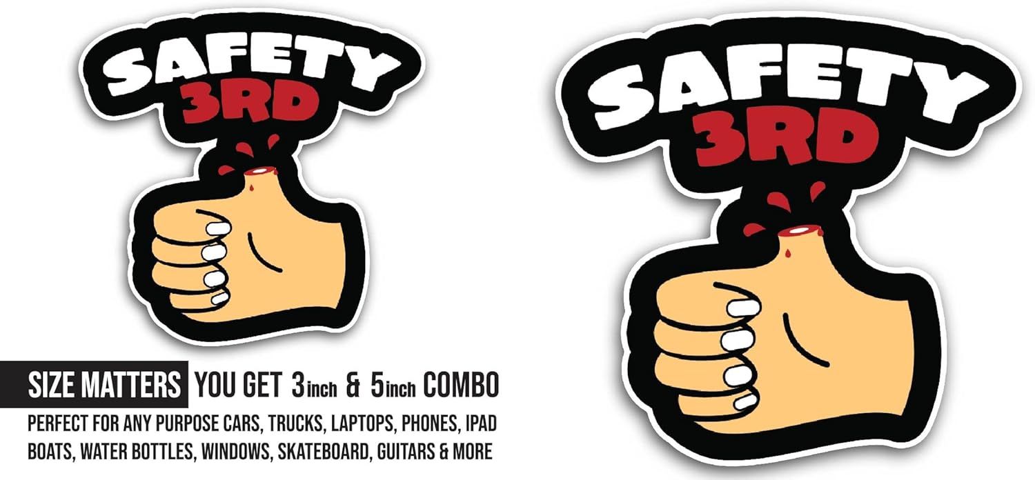 2 (Pieces) 3" and 5" Safety 3rd Sticker, Waterproof Vinyl Decals for Many Purpose Like Cars, Trucks, Laptops, Phones, Windows and More