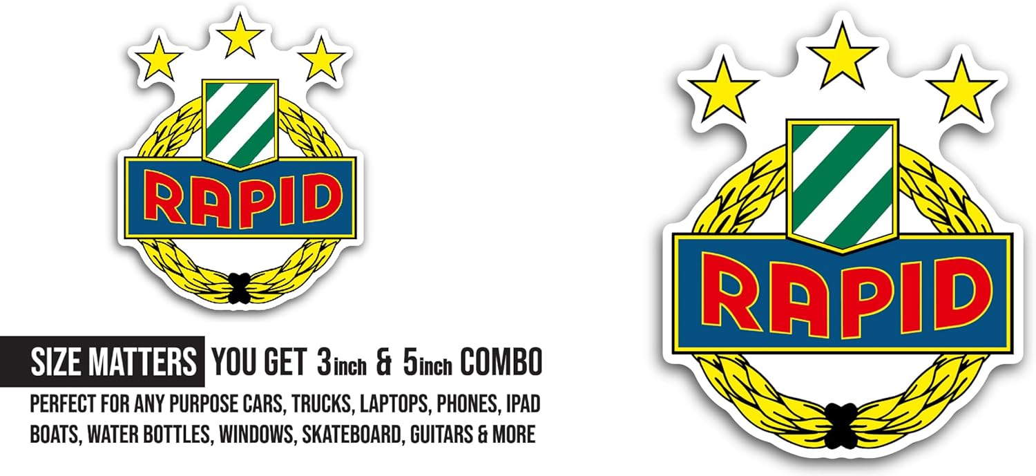 2 (Pieces) 3" and 5" SK R@pid Wien Club Decal Sticker, Waterproof Vinyl Decals for Many Purpose Like Cars, Trucks, Laptops, Phones, Windows and More