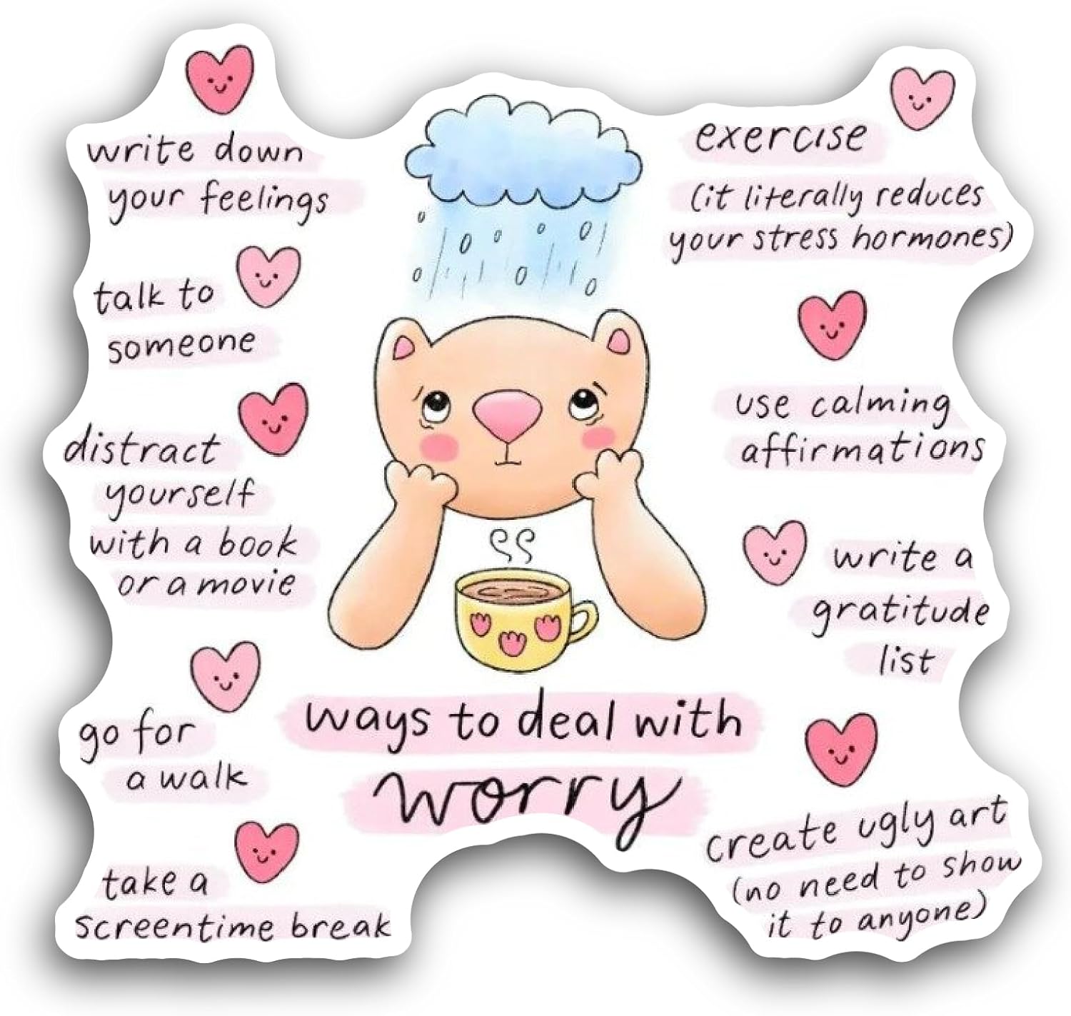 2 (Pieces) 3" and 5" Reminders with Cat Drawing Sticker, Waterproof Vinyl Decals for Many Purpose Like Cars, Trucks, Laptops, Phones, Windows and More