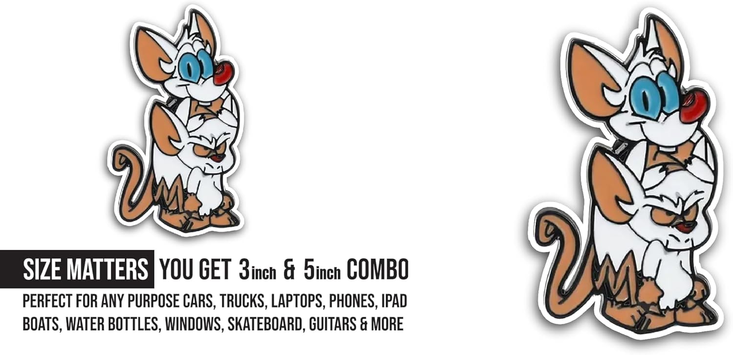 2 (Pieces) 3" and 5" Cute White Mouse Sticker, Waterproof Vinyl Decals for Many Purpose Like Cars, Trucks, Laptops, Phones, Windows and More