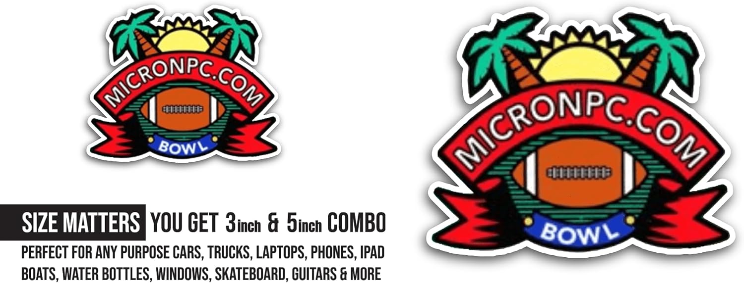 2 (Pieces) 3" and 5" MicronPC.com B0wl Sticker, Waterproof Vinyl Decals for Many Purpose Like Cars, Trucks, Laptops, Phones, Windows and More