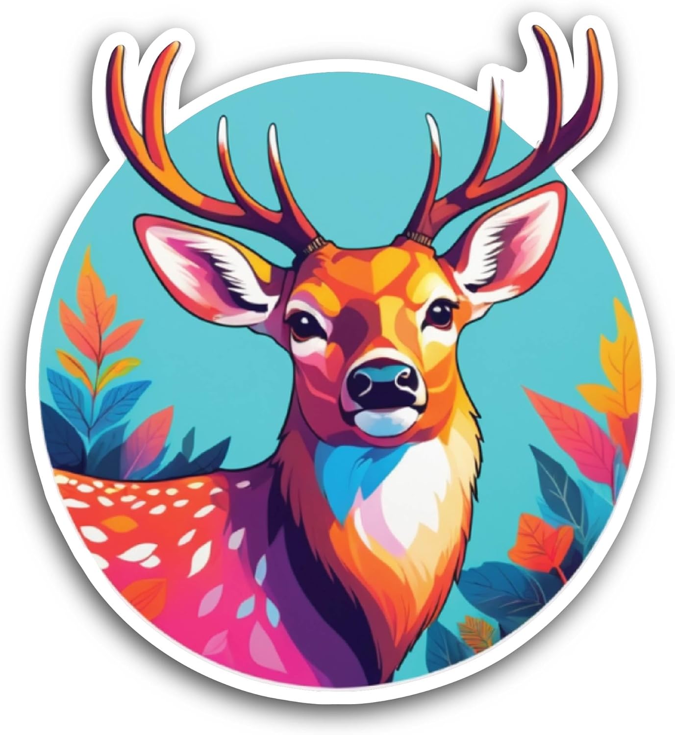 2 (Pieces) 3" and 5" Colorful Deer Sticker, Waterproof Vinyl Decals for Many Purpose Like Cars, Trucks, Laptops, Phones, Windows and More