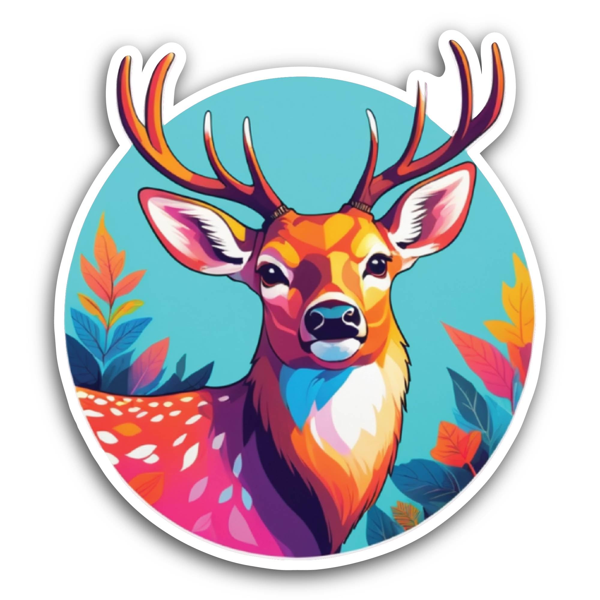 2 (Pieces) 2" and 3" Dolphin Jumping with Tropical Flowers at Sunset Sticker, Waterproof Vinyl Decal