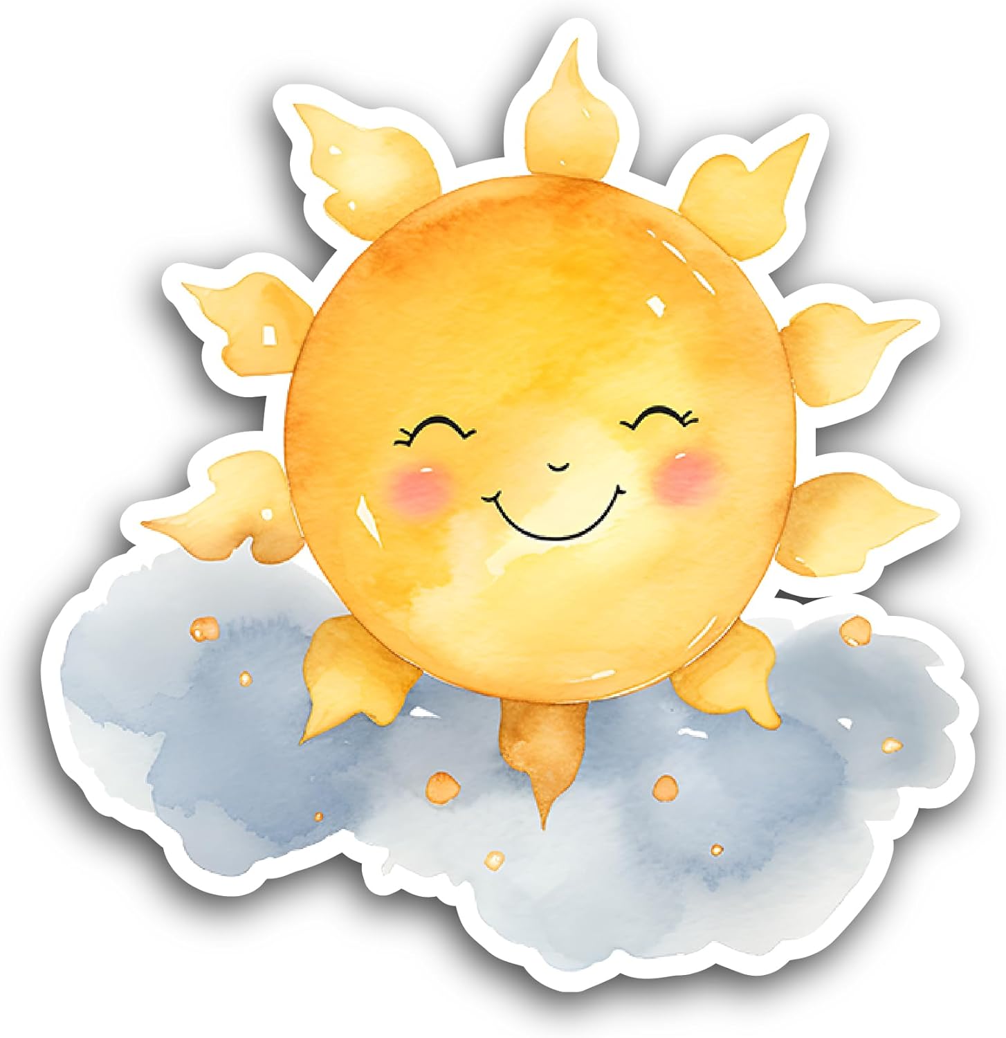 2 (Pieces) 3" and 5" Cute Smiling Sun Sticker, Waterproof Vinyl Decals for Many Purpose Like Cars, Trucks, Laptops, Phones, Windows and More