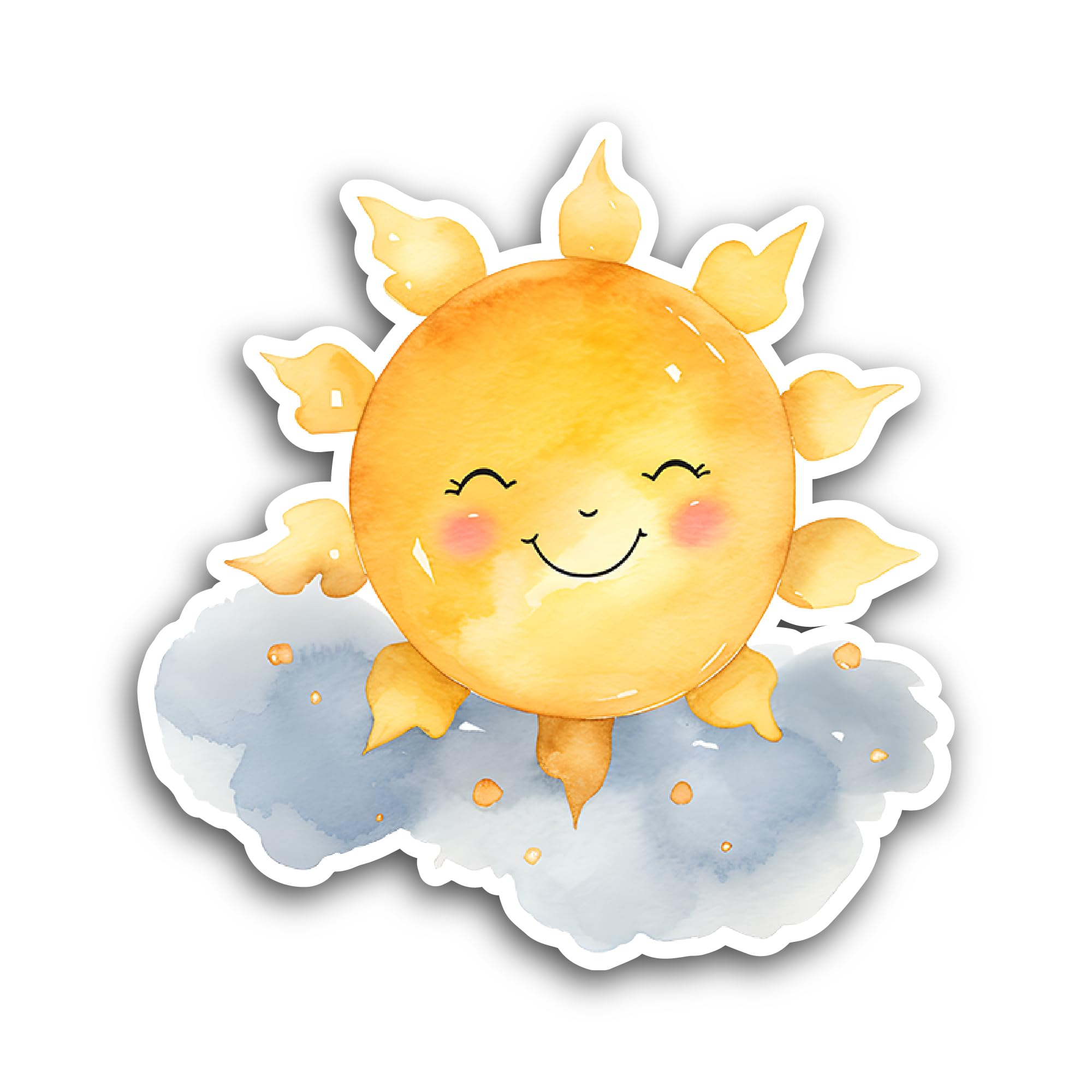2 (Pieces) 3" and 5" Cute Smiling Sun Sticker, Waterproof Vinyl Decals for Many Purpose Like Cars, T