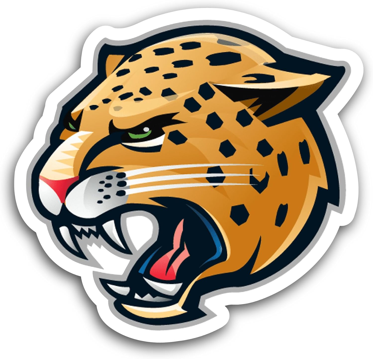 2 (Pieces) 3" and 5" Wild Roaring Jaguar Sticker, Waterproof Vinyl Decals for Many Purpose Like Cars, Trucks, Laptops, Phones, Windows and More