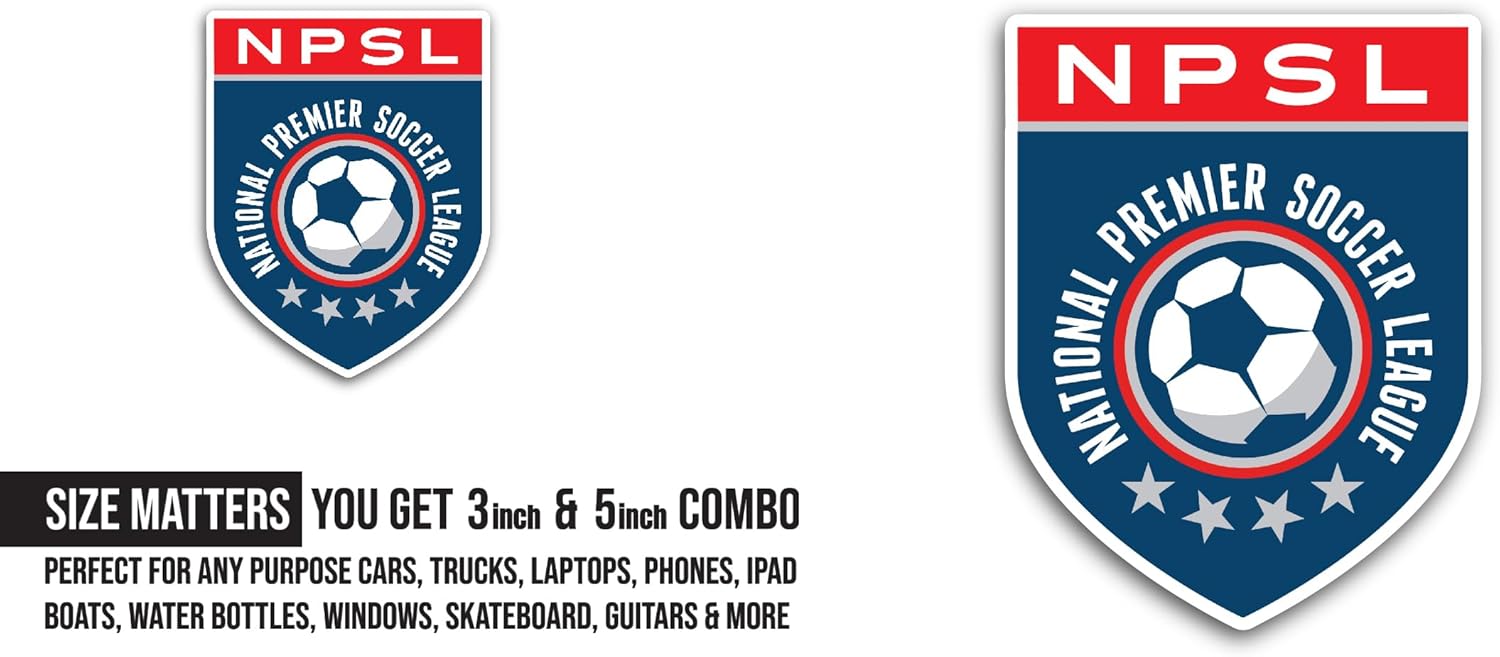 2 (Pieces) 3" and 5" National Premier S0ccer League Sticker, Waterproof Vinyl Decals for Many Purpose Like Cars, Trucks, Laptops, Phones, Windows and More