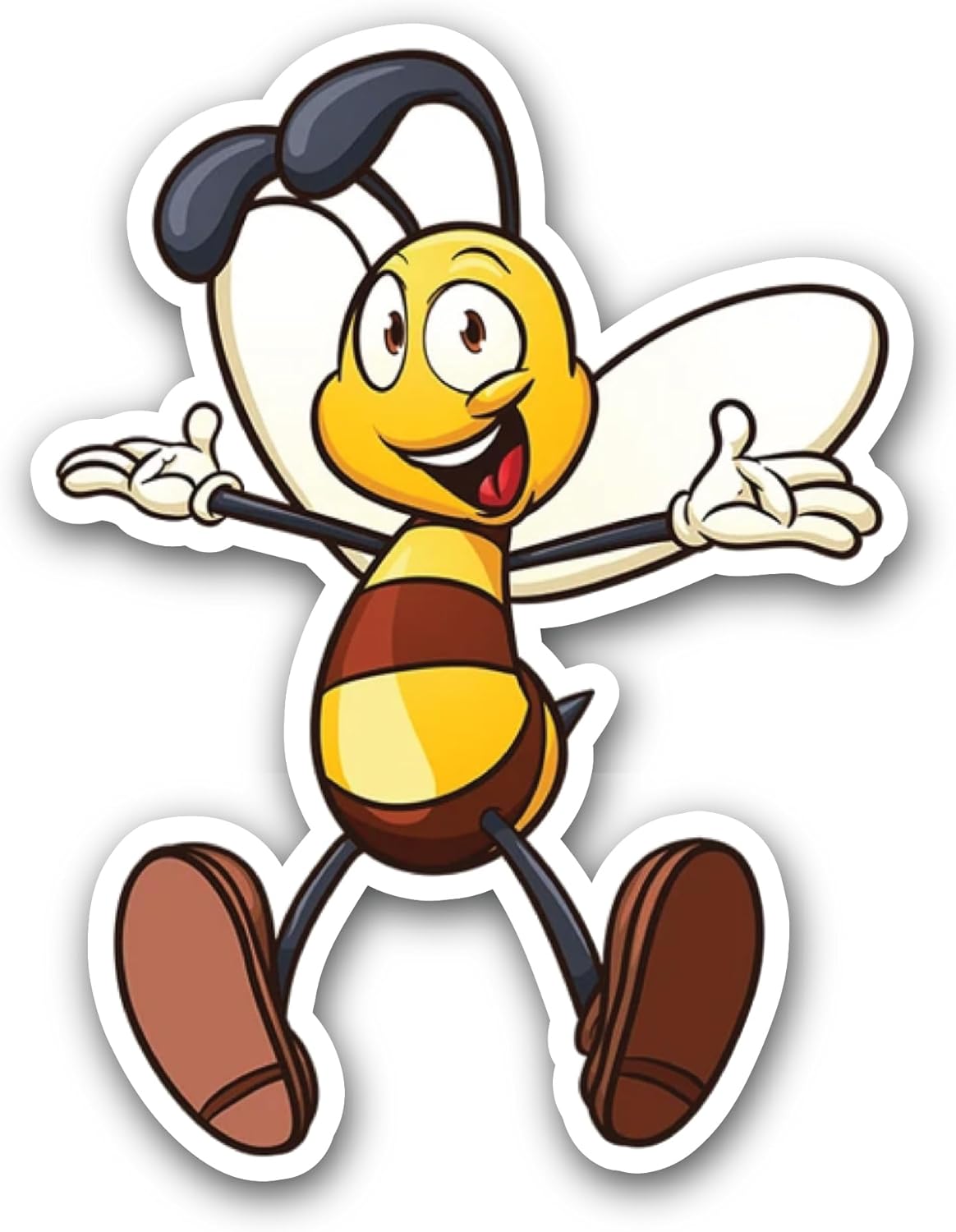 2 (Pieces) 3" and 5" Happy Bee Sticker, Waterproof Vinyl Decals for Many Purpose Like Cars, Trucks, Laptops, Phones, Windows and More