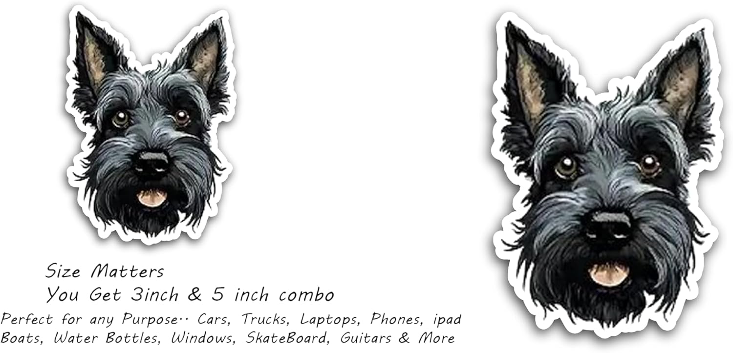2 (Pieces) 3" and 5" Black Russian Terrier Dog Breed Decal Sticker,Waterproof Vinyl Decals for Many Purpose Like Cars, Trucks, Laptops, Phones, Windows and More