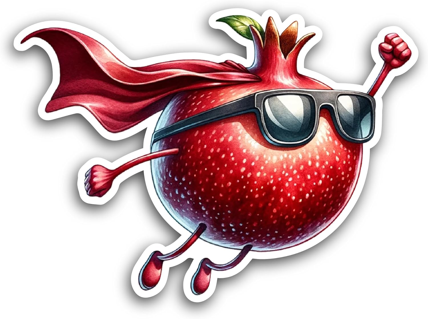 2 (Pieces) 3" and 5" Cartoon Pomegranate Sticker, Waterproof Vinyl Decals for Many Purpose Like Cars, Trucks, Laptops, Phones, Windows and More