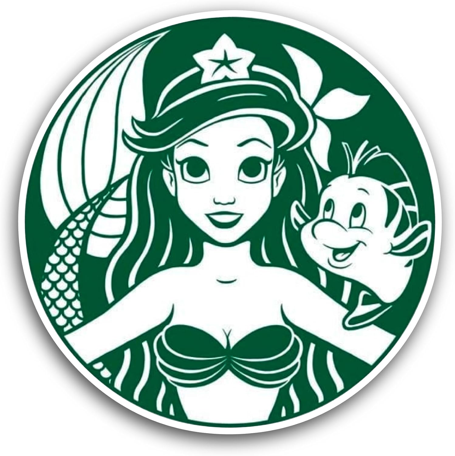 2 (Pieces) 3" and 5" Little Mermaid Sticker, Waterproof Vinyl Decals for Many Purpose Like Cars, Trucks, Laptops, Phones, Windows and More