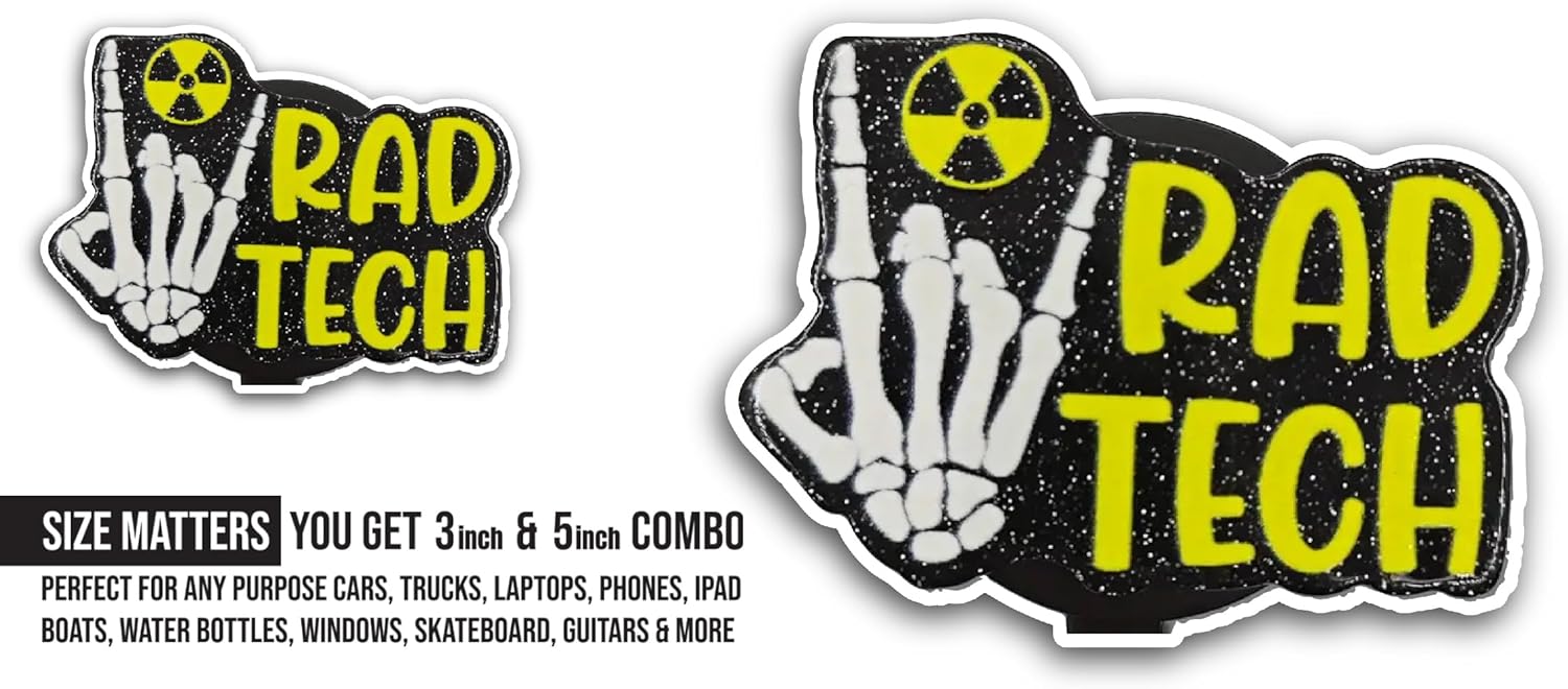 2 (Pieces) 3" and 5" Rad Tech Sticker, Waterproof Vinyl Decals for Many Purpose Like Cars, Trucks, Laptops, Phones, Windows and More