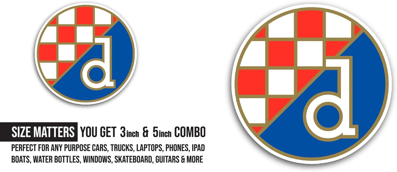 2 (Pieces) 3" and 5" Dinam0 Zagreb Sticker, Waterproof Vinyl Decals for Many Purpose Like Cars, Trucks, Laptops, Phones, Windows and More
