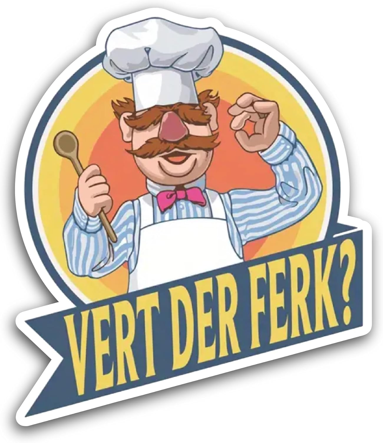 2 (Pieces) 3" and 5" Vert Der Ferk Chef Sticker, Waterproof Vinyl Decals for Many Purpose Like Cars, Trucks, Laptops, Phones, Windows and More