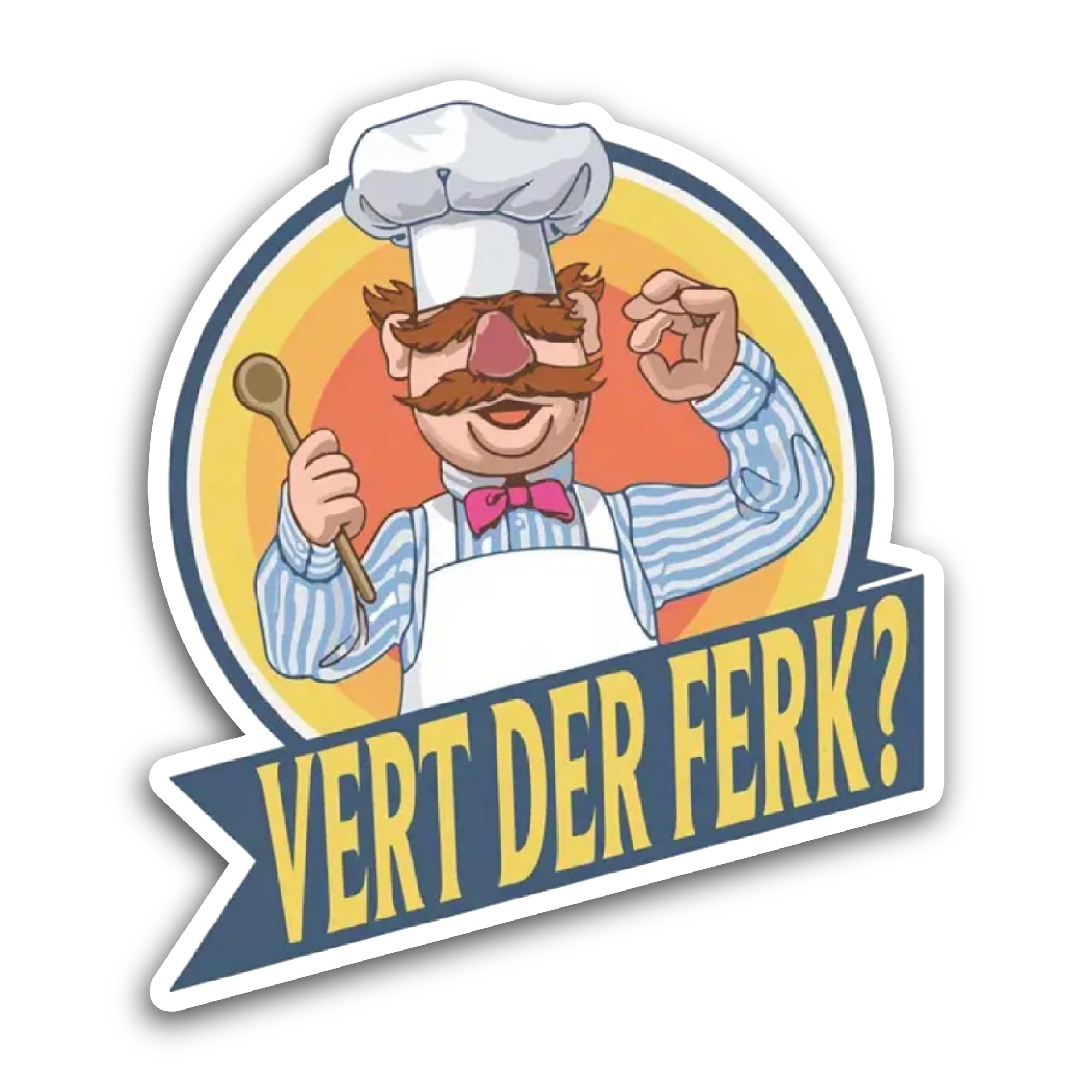2 (Pieces) 3" and 5" Vert Der Ferk Chef Sticker, Waterproof Vinyl Decals for Many Purpose Like Cars,