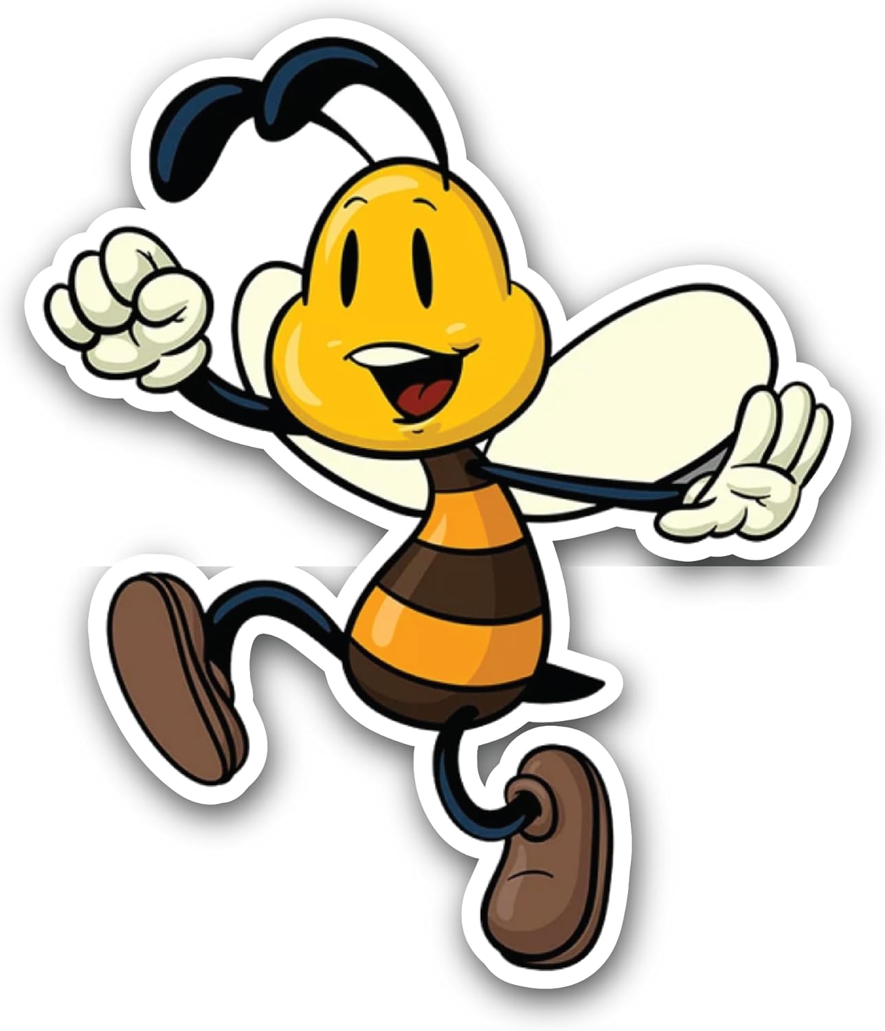 2 (Pieces) 3" and 5" Smiling Bee Sticker, Waterproof Vinyl Decals for Many Purpose Like Cars, Trucks, Laptops, Phones, Windows and More