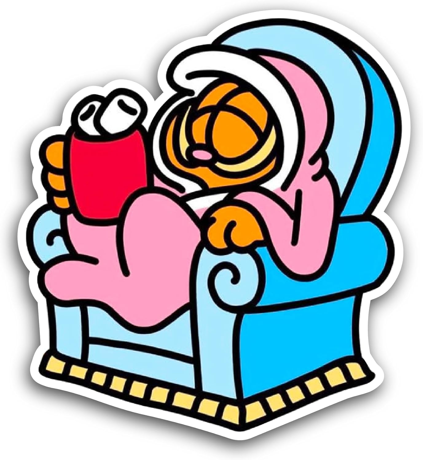 2 (Pieces) 3" and 5" Brown Cat Sleeping Sticker, Waterproof Vinyl Decals for Many Purpose Like Cars, Trucks, Laptops, Phones, Windows and More